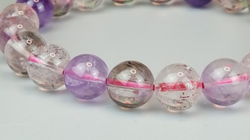♡J90407A05-9♡超七能量石☆色彩豐富★甜蜜水晶★天然清透超七多絲多礦9m手鍊☆永久免消磁手鍊平價批發價出售現貨:圖片 9