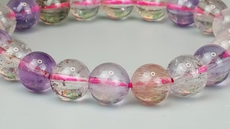 ♡J90407A05-15♡超七能量石☆色彩豐富★甜蜜水晶★天然清透超七多絲多礦9m手鍊☆永久免消磁手鍊 批發價出售現貨:圖片 3