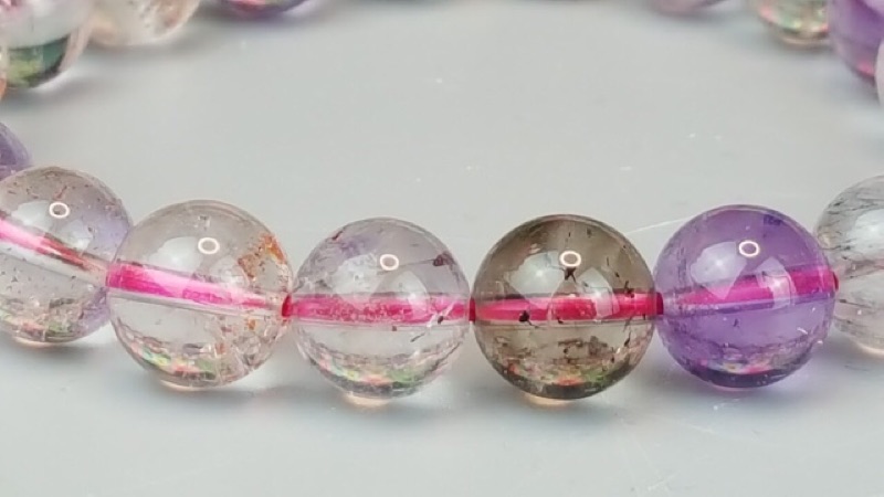 ♡J90407A05-15♡超七能量石☆色彩豐富★甜蜜水晶★天然清透超七多絲多礦9m手鍊☆永久免消磁手鍊 批發價出售現貨:圖片 5