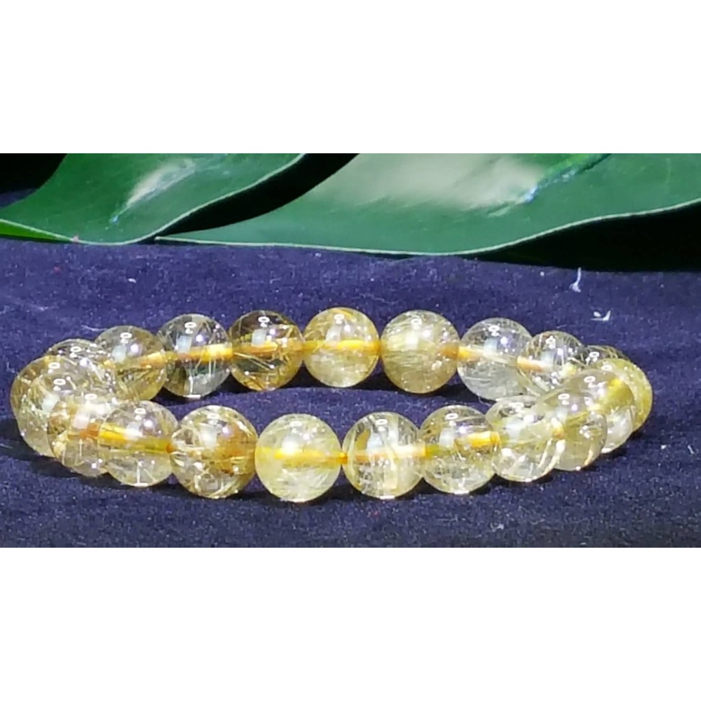 ♡0414P03-1♡★甜蜜水晶★天然鈦晶版絲鈦晶手鍊9.7mm手珠發財首選