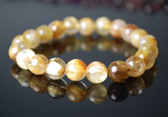 0414P03-9-15【甜蜜水晶】天然 黃金版 滿絲版絲鈦晶手鍊 高檔品:圖片 2