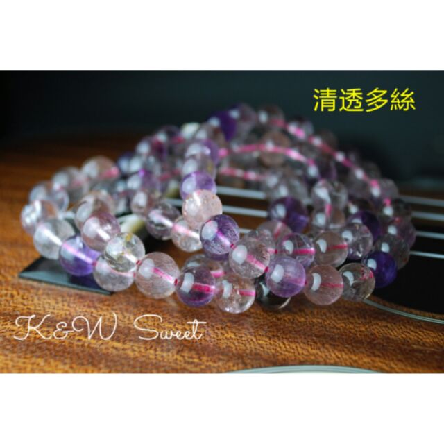 0501A04-2-5 清透豔麗超七 甜蜜水晶 天然多礦超七手鍊 清透彩色多礦多絲超七手鍊