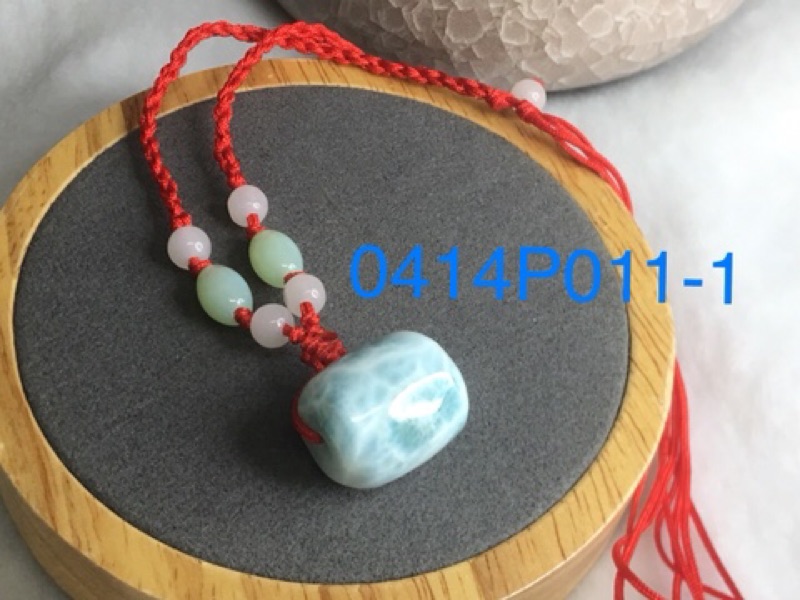 0414P011 三大療癒石之拉利瑪石 甜蜜水晶 天然拉利瑪石桶珠 玉化冰透高檔品:圖片 2