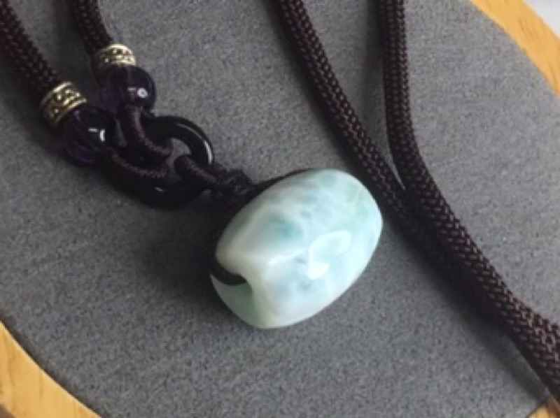 0414P011 三大療癒石之拉利瑪石 甜蜜水晶 天然拉利瑪石桶珠 玉化冰透高檔品:圖片 4