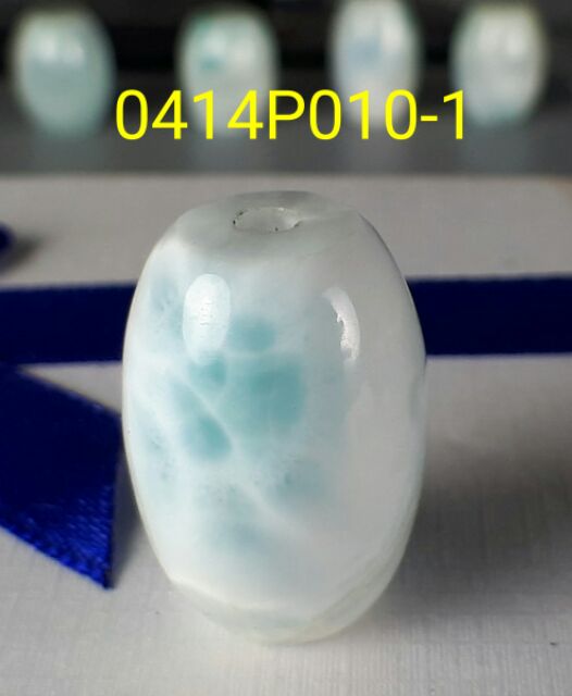 0414P010三大療癒石之 拉利瑪石【甜蜜水晶】海洋天然拉琍瑪石桶珠A冰種 玉化拉利瑪。項鍊:圖片 2