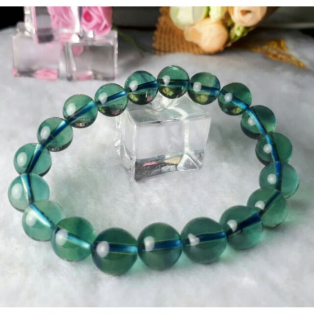 ★甜蜜水晶★天然水晶 藍螢石手珠鍊【非常稀少的。絕處逢生石】