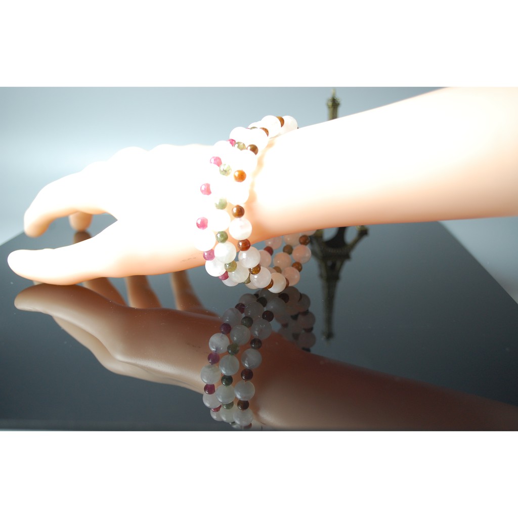 ★甜蜜水晶★半冰種月光石+黃碧璽手鍊♡0807K03♡月亮石戀人之石月光石旺愛情:圖片 4