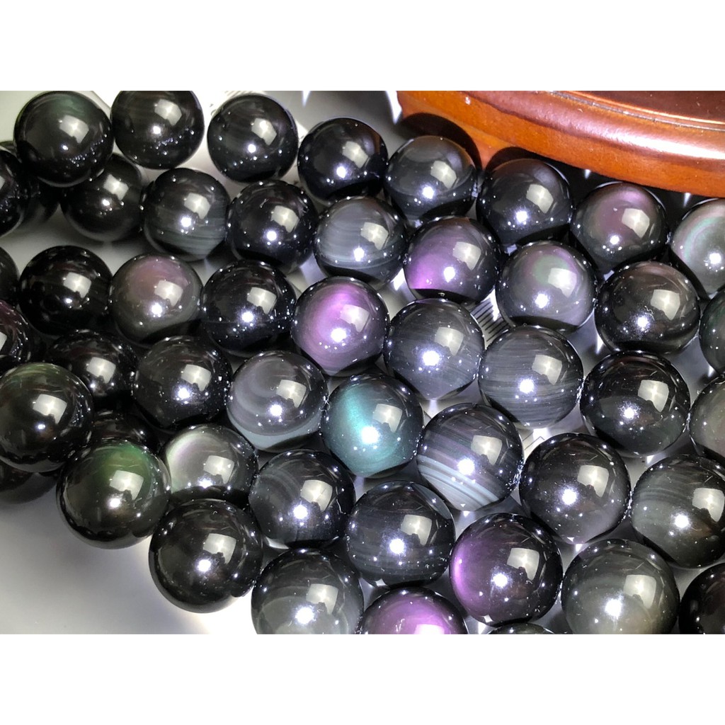 ★甜蜜水晶二館★天然彩色黒曜石散珠手作材料※18.5mm※16mm※14mm※12mm※10mm※8mm彩色黑曜石帶眼:圖片 5