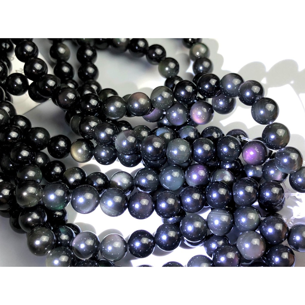 ★甜蜜水晶二館★天然彩色黒曜石散珠手作材料※18.5mm※16mm※14mm※12mm※10mm※8mm彩色黑曜石帶眼:圖片 6
