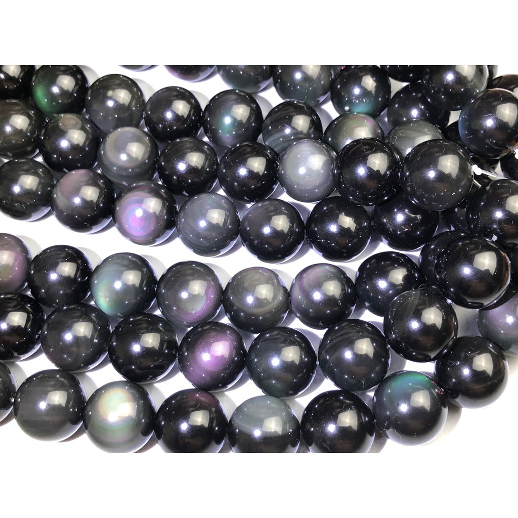★甜蜜水晶二館★天然彩色黒曜石散珠手作材料※18.5mm※16mm※14mm※12mm※10mm※8mm彩色黑曜石帶眼:圖片 4