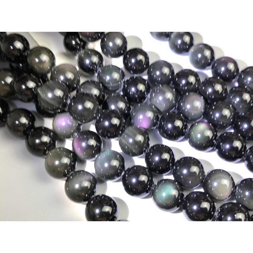 ★甜蜜水晶二館★天然彩色黒曜石散珠手作材料※18.5mm※16mm※14mm※12mm※10mm※8mm彩色黑曜石帶眼:圖片 3