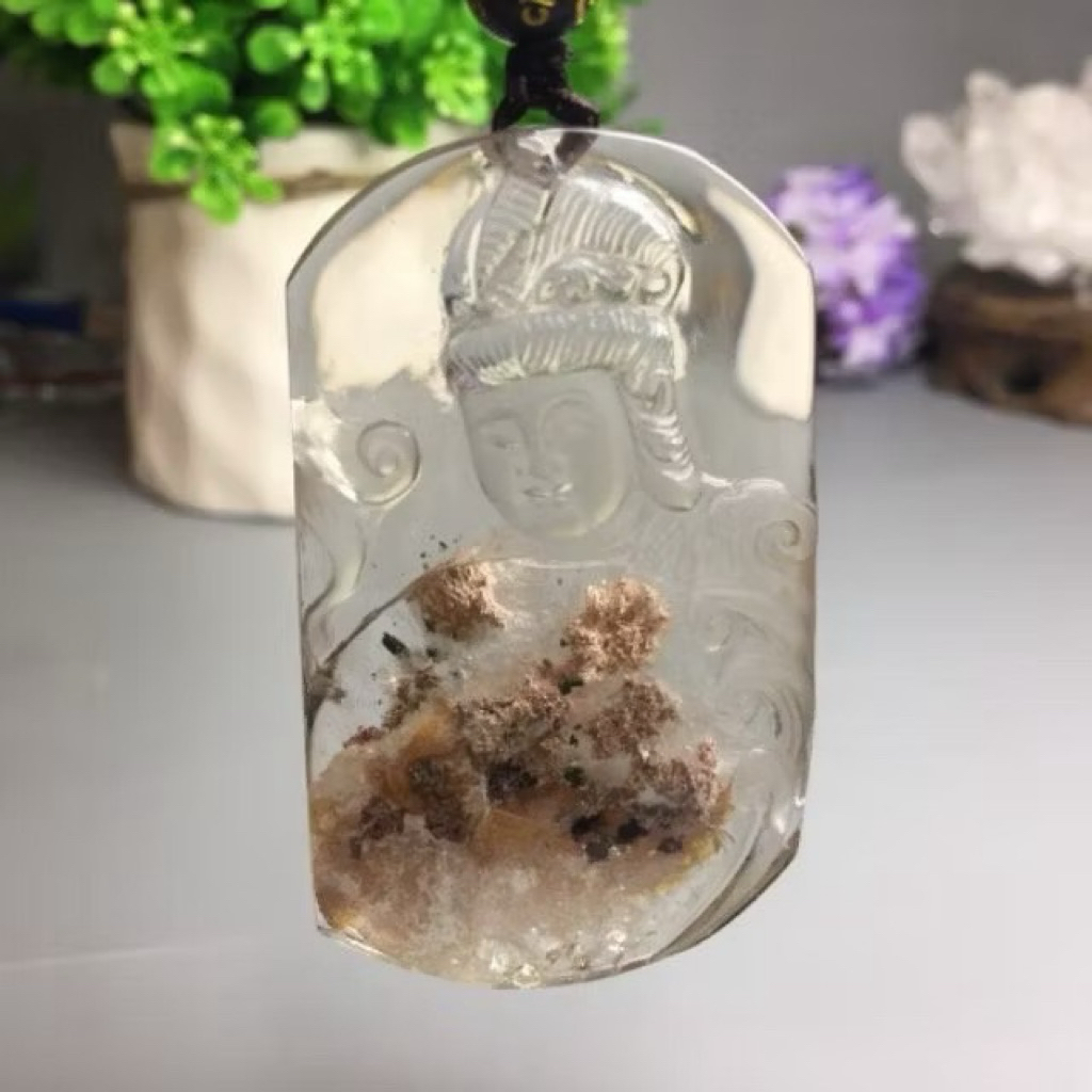 J0324B09-4甜蜜水晶 天然異象水晶 幽靈水晶 激光握件 商品如圖 僅此一件 菩薩幽靈水晶項鍊:圖片 5