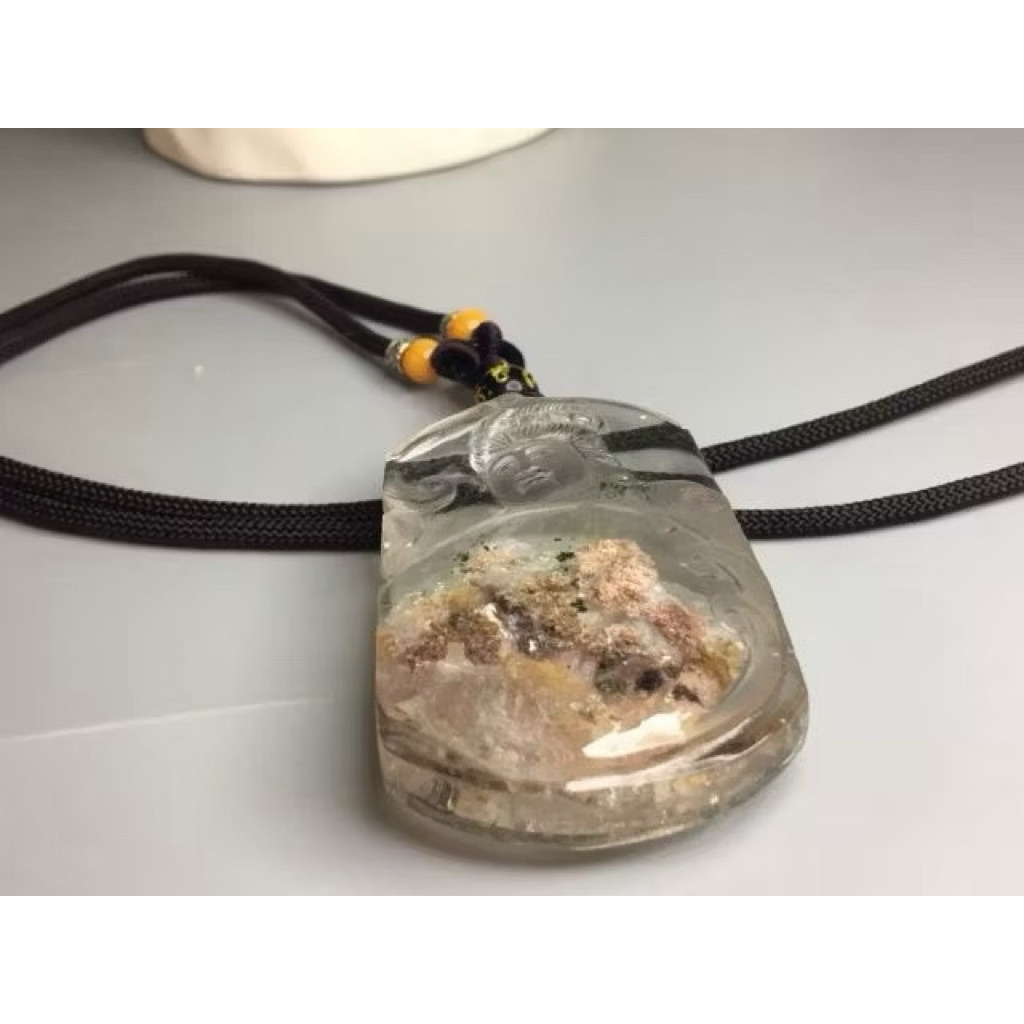 J0324B09-4甜蜜水晶 天然異象水晶 幽靈水晶 激光握件 商品如圖 僅此一件 菩薩幽靈水晶項鍊:圖片 7