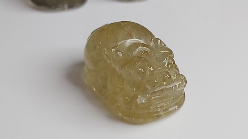 J90913A01-A22甜蜜水晶 天然鈦晶貔貅 多細絲 絲清透亮眼鈦晶 貔貅吊墜 擺件:圖片 2