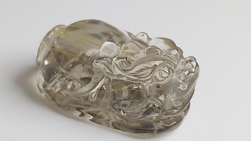 J90913A01-A22甜蜜水晶 天然鈦晶貔貅 多細絲 絲清透亮眼鈦晶 貔貅吊墜 擺件:圖片 4