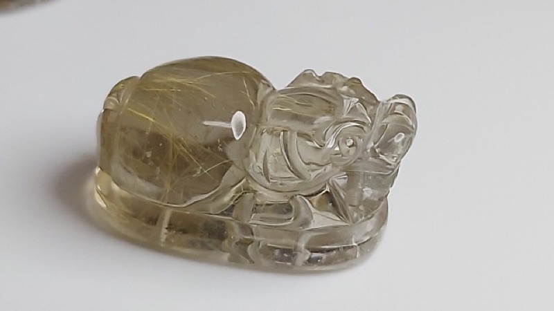 J90913A01-A22甜蜜水晶 天然鈦晶貔貅 多細絲 絲清透亮眼鈦晶 貔貅吊墜 擺件:圖片 5