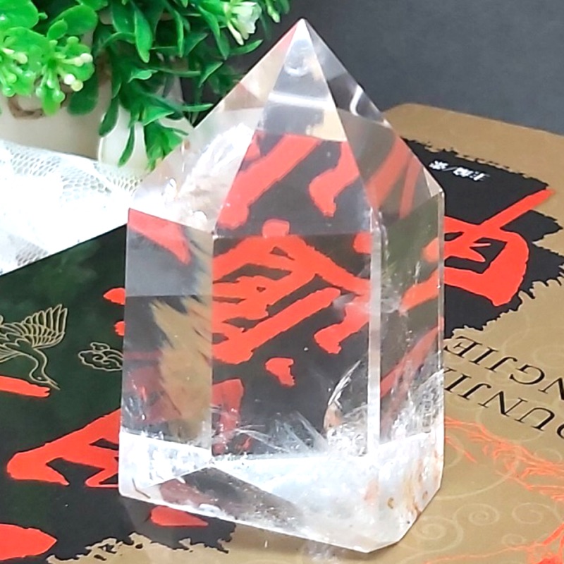 甜蜜水晶 K00101A5-3天然白水晶柱紅兔毛共生柱 化解梁煞!寶貝 橫樑、壓樑等風水化煞 極品