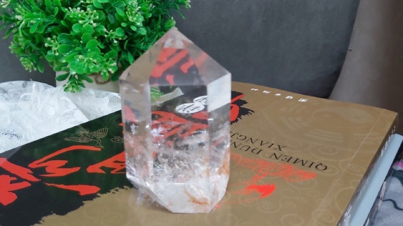 甜蜜水晶 K00101A5-2天然白水晶柱 紅兔毛共生 化解梁煞!寶貝 橫樑、壓樑等風水化煞 極品:圖片 3