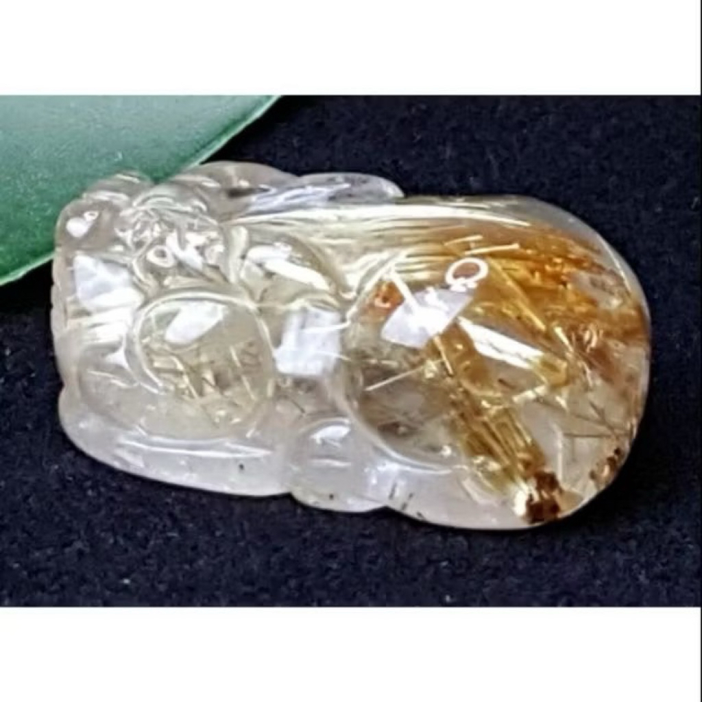 J1103B05-7 甜蜜水晶天然鈦晶貔貅 多絲 寬絲 版絲清透亮眼鈦晶 貔貅吊墜 擺件
