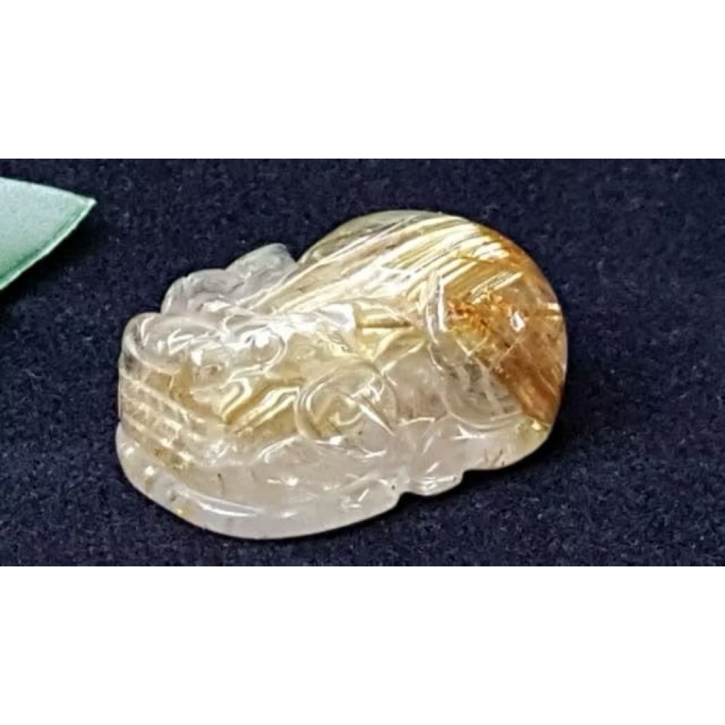 J1103B05-7 甜蜜水晶天然鈦晶貔貅 多絲 寬絲 版絲清透亮眼鈦晶 貔貅吊墜 擺件:圖片 5