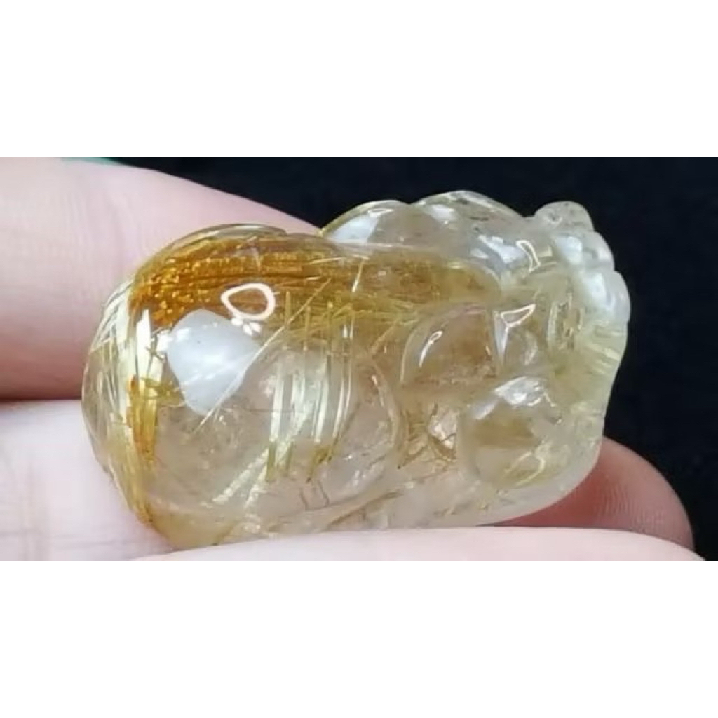 J1103B05-7 甜蜜水晶天然鈦晶貔貅 多絲 寬絲 版絲清透亮眼鈦晶 貔貅吊墜 擺件:圖片 7