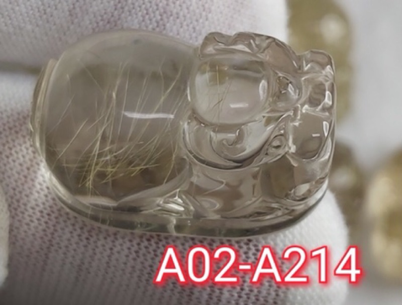 J90913A02-A21 甜蜜水晶 天然鈦晶貔貅 多細絲 絲清透亮眼鈦晶 貔貅吊墜 擺件:圖片 6