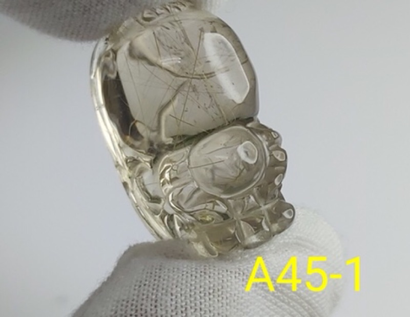 J90913A02-A45甜蜜水晶 天然鈦晶貔貅 多細絲 絲清透亮眼鈦晶 貔貅吊墜 擺件:圖片 4