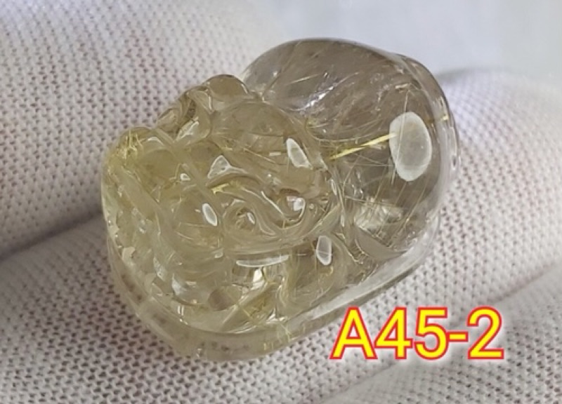 J90913A02-A45甜蜜水晶 天然鈦晶貔貅 多細絲 絲清透亮眼鈦晶 貔貅吊墜 擺件:圖片 5