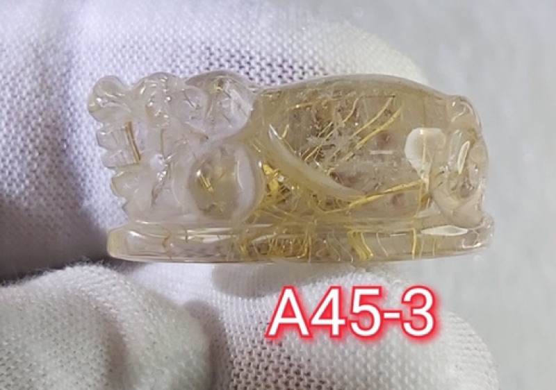 J90913A02-A45甜蜜水晶 天然鈦晶貔貅 多細絲 絲清透亮眼鈦晶 貔貅吊墜 擺件:圖片 6