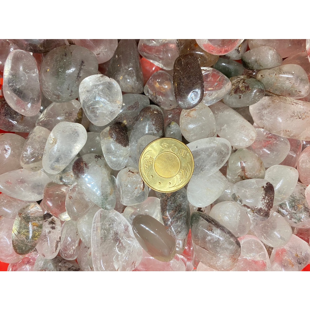 甜蜜水晶 天然水晶拋光原礦 拉長石 綠幽靈招正財 原礦 黃水晶 碎石 淨化消磁(商品如照片實品拍照)便宜出清