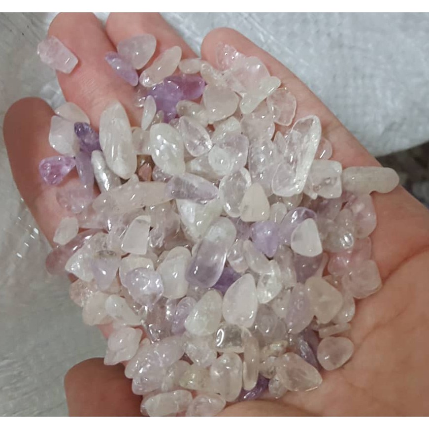 出清商品♥甜蜜水晶♥ 天然五色水晶碎石 水晶消磁石 原礦碎石天然白水晶碎石 水晶手鏈消磁專用 陶瓷小花盆:圖片 4