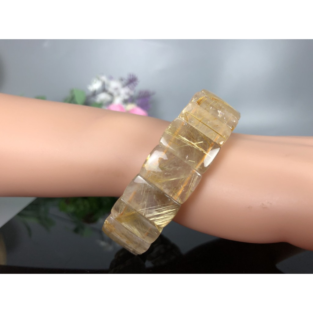 J0406B01-5♡甜蜜水晶二館♡天然鈦晶♀♂多絲寬絲版絲清透亮眼鈦晶手排細款男女版手鍊 能量更強:圖片 4