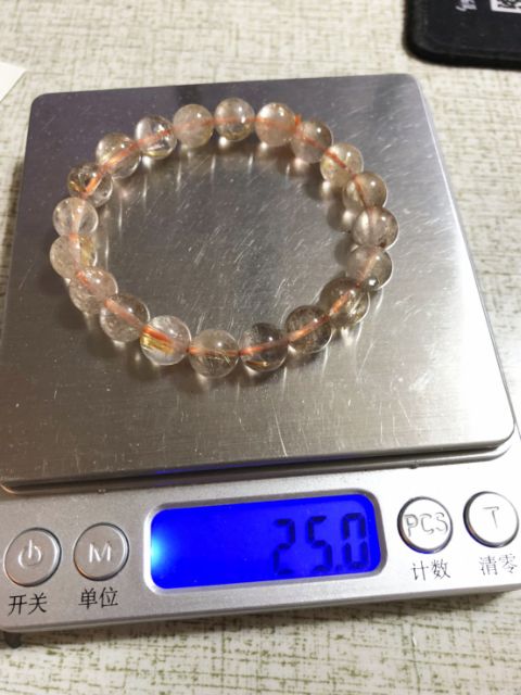 增強財運 鈦晶🌸甜蜜水晶🌸鈦晶J0302B02-1😍天然鈦晶強能量手鍊9.8咪13咪手鍊批發價格出清賣完止 金髮晶:圖片 5