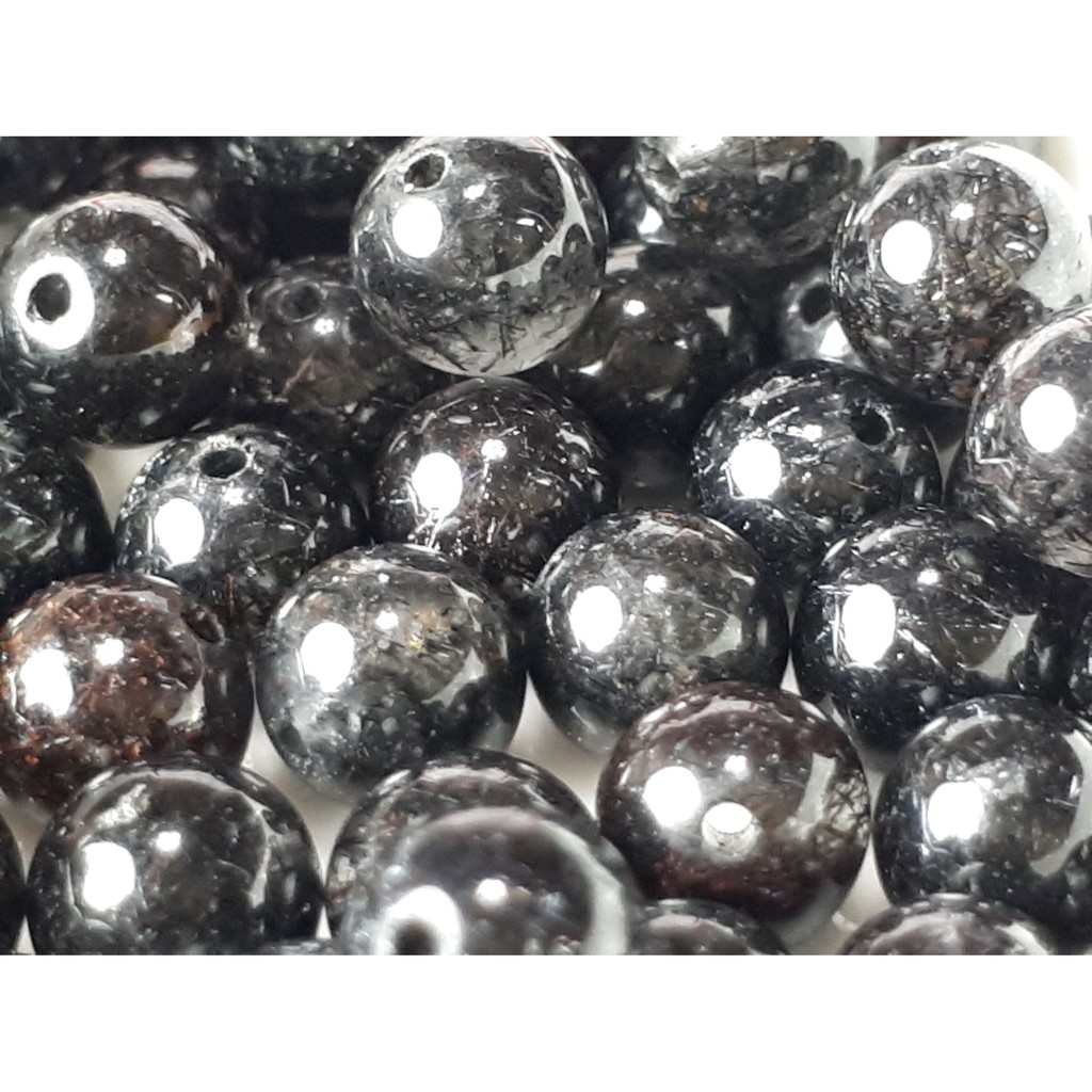 J0527B07 甜蜜水晶二館 黑碧璽 diy 黑髮晶 天然 滿黑髮絲碧4.3~5.9mm散珠 手作材料 滿絲碧璽:圖片 4