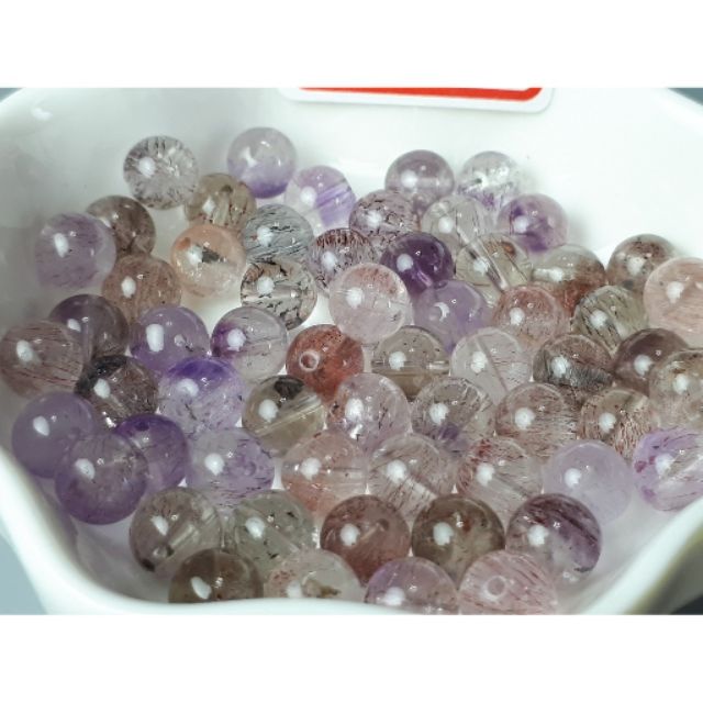 ♡J0324B02♡超七5.6~7.3mm散珠便宜出清★甜蜜水晶二館★手作材料~天然超七清透多礦多絲散珠♀三輪骨幹🌸