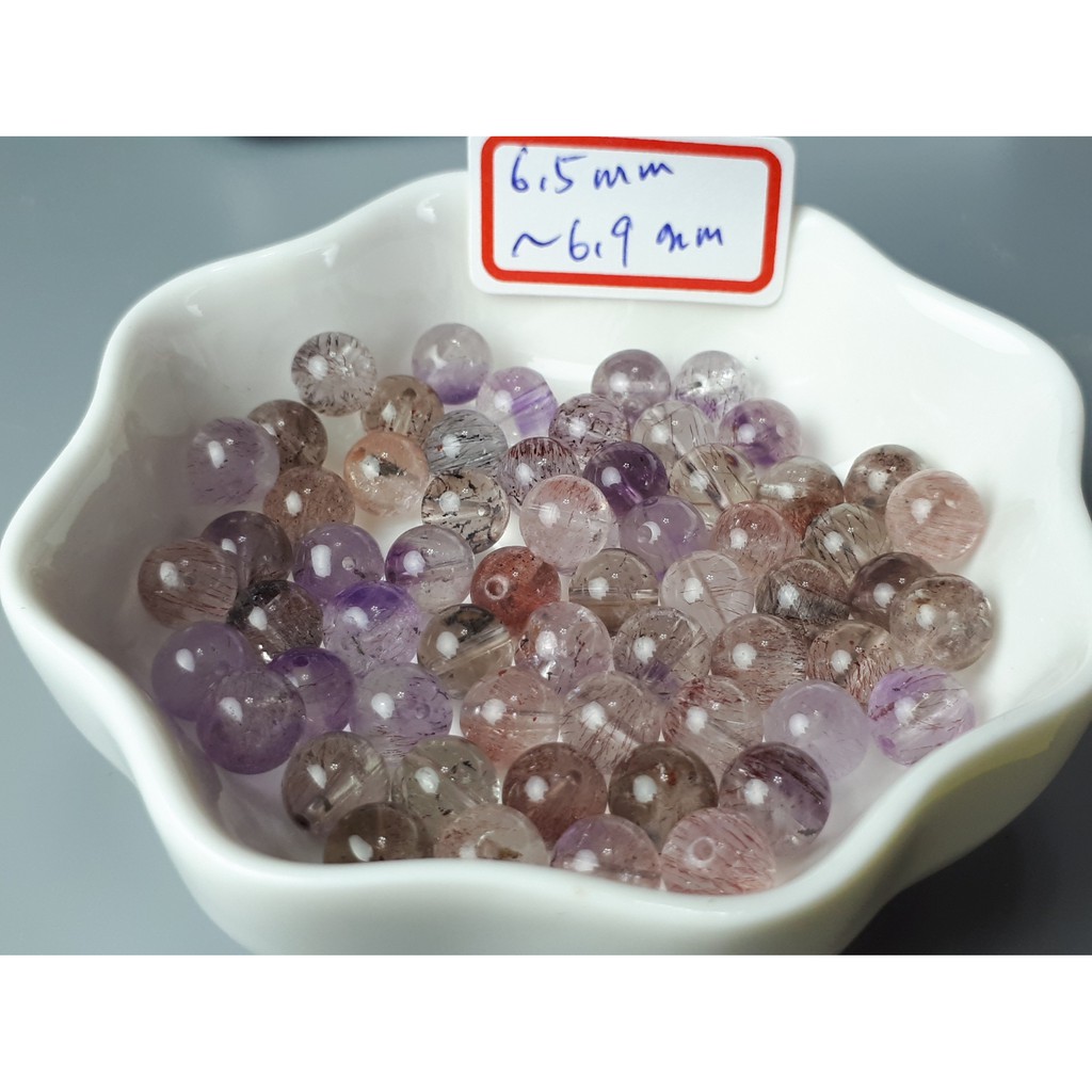 ♡J0324B02♡超七5.6~7.3mm散珠便宜出清★甜蜜水晶二館★手作材料~天然超七清透多礦多絲散珠♀三輪骨幹🌸:圖片 4