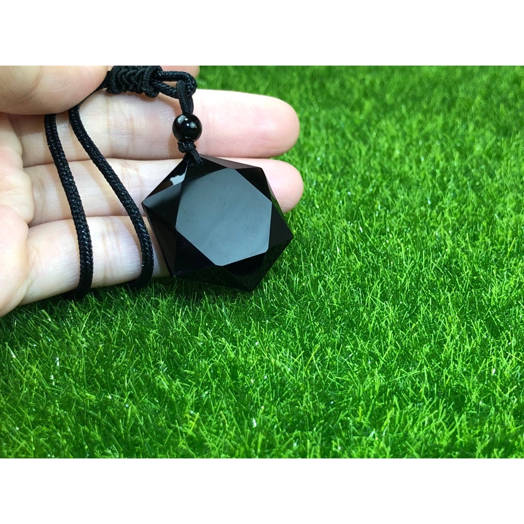 甜蜜水晶二館 T0919A02 藍砂石 黒曜石 避邪擋煞 大衛星 六芒星 六角星天然 黒曜石大衛星 能量項鍊 雙面六芒星