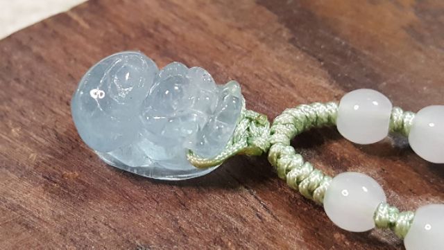 甜蜜水晶 J1103B06-4 天然晶透海水藍寶 貔貅 吊墜 擺件 幫綁成項鍊如最後張圖片:圖片 7