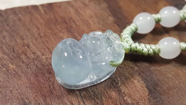 甜蜜水晶 J1103B06-4 天然晶透海水藍寶 貔貅 吊墜 擺件 幫綁成項鍊如最後張圖片:圖片 8