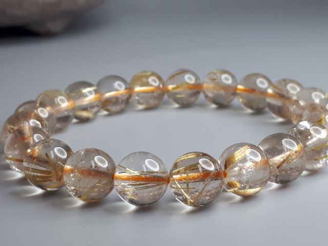 新春特價J0302B01-A9★甜蜜水晶二館★天然鈦晶 維納斯鈦晶 多絲細絲寬絲版絲清透亮眼鈦晶手鍊 女版9.0mm手鍊:圖片 2