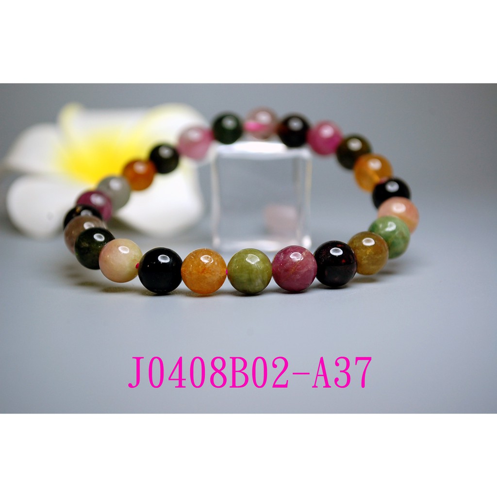 J0408B02-AB33~39💐甜蜜水晶二館💐天然碧璽8.5mm手鍊 電氣石鮮艷多彩秀氣彩色碧璽西瓜碧璽:圖片 5