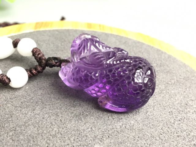 0325A05甜蜜水晶二館 天然紫水晶貔貅 商品如圖 貔貅項鍊 擺件 實品拍照 現貨:圖片 4