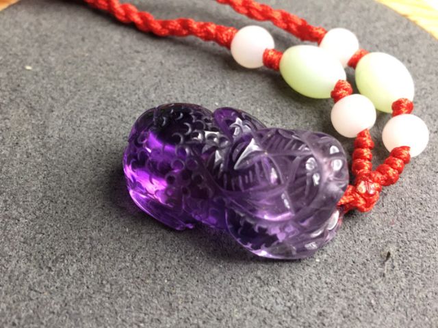 0325A05甜蜜水晶二館 天然紫水晶貔貅 商品如圖 貔貅項鍊 擺件 實品拍照 現貨:圖片 6