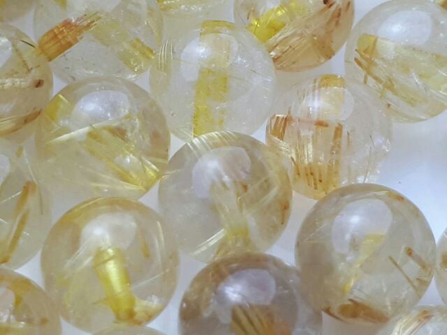 ♡甜蜜創意水晶♡手作材料~天然版絲鈦晶7mm散珠。黃金絲♡數量有限售完止♡:圖片 5