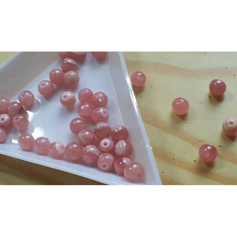 J0728B06-2🌸甜蜜水晶二館🌺手作材料。DIY 天然菱錳礦 4.6mm散珠~紅紋石散珠。商品如圖:圖片 4