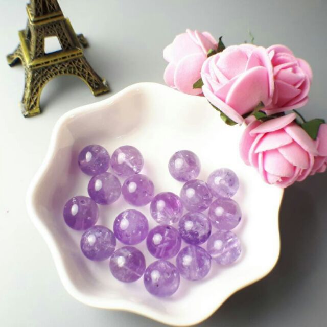 ♡甜蜜創意水晶♡手作材料~diy 水晶天然薰衣草紫晶7.5mm~10mm散珠♡♡紫羅蘭紫晶
