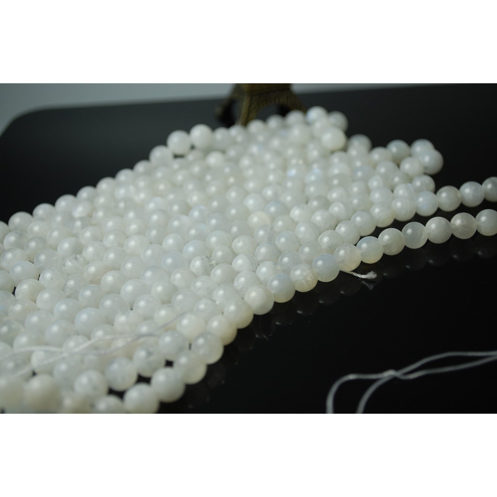 天然微藍暈白暈月光石♡甜蜜創意水晶♡diy水晶手作材料~微藍暈月光石8.0mm散珠🌸♡0608A03-2♡