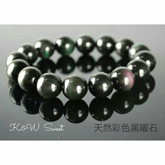 七月聖石♡甜蜜水晶二館♡避邪擋煞 天然彩色黒曜石手鍊 ※12mm※10mm※8mm手珠彩色黑曜石帶眼哦※0903W01※:圖片 2