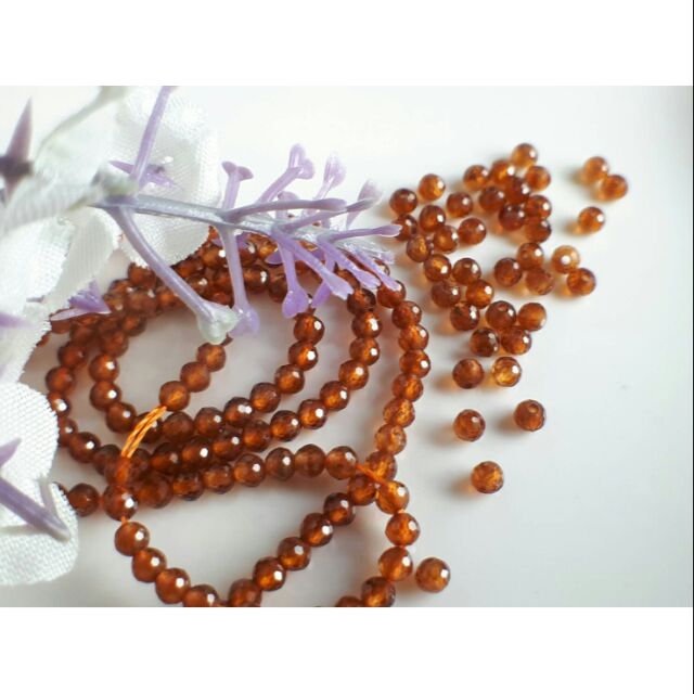 0717A06♡甜蜜水晶二館♡diy 水晶手作材料~天然橙石榴石鑽切散珠♡2.5mm。橘透可口♡數量有限售完止♡